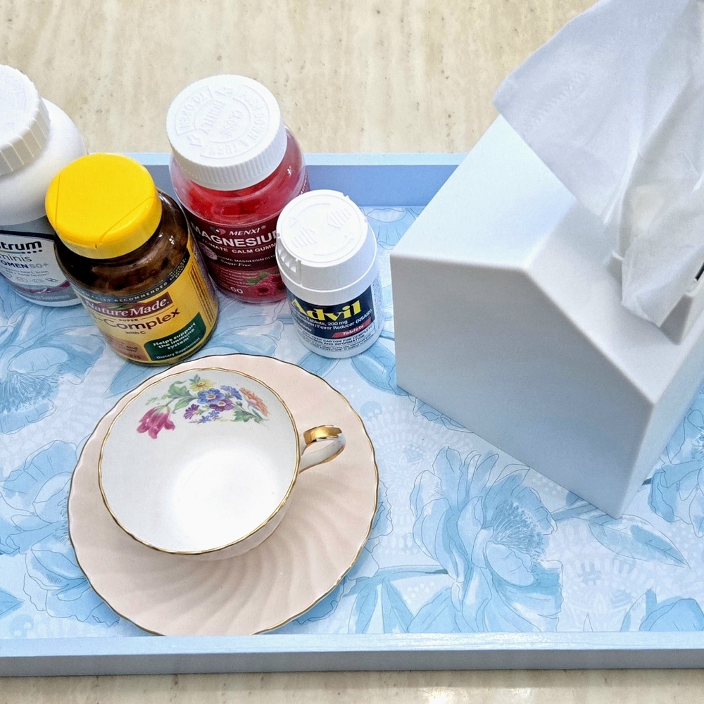 Blue Floral Vanity Tray